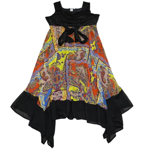 Marc Bouwer Womens Multicolor‎ Paisley Midi Dress Sleeveless Tie Front Size L - Picture 2 of 10